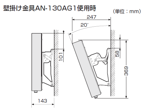 壁掛けにした状態での寸法図面はありますか？ Ｑ＆Ａ情報（文書番号