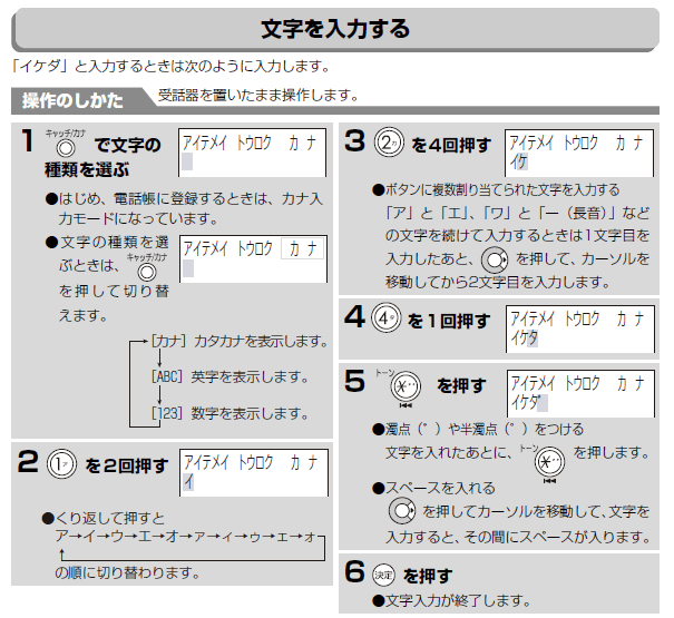 文字入力のしかた（親機） Q＆A情報（文書番号：159762）：シャープ