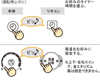 「切」タイマーの設定方法